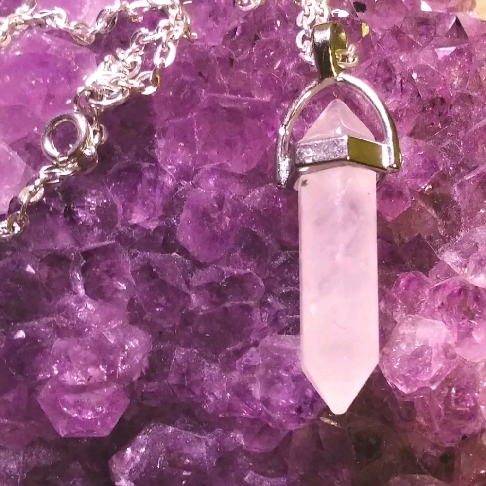 Clear Quartz Bullet Pendant Necklace